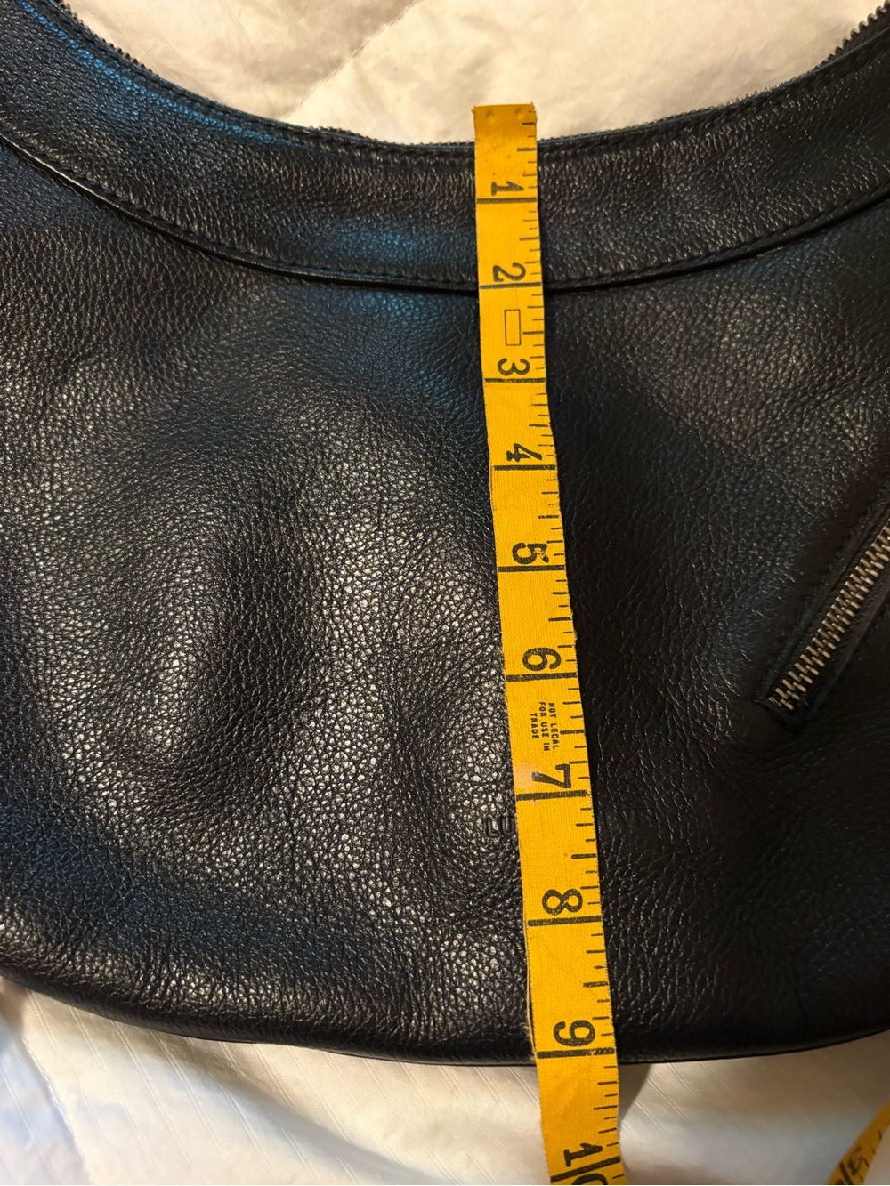 Black Leather Crescent Crossbody Bag-Made in Spain. - Picture 10 of 11